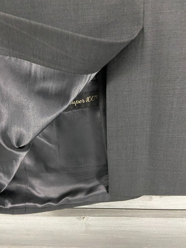 Alan Flusser Super 100s Solid Black Wool Blend Sport Coat Blazer Jacket Men 40R - Picture 8 of 12