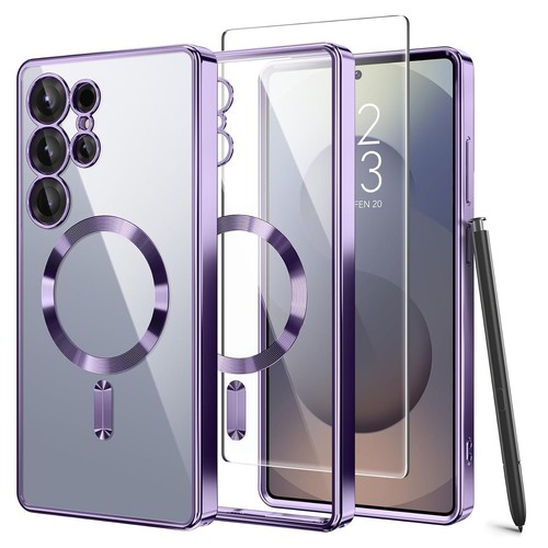 Pour Samsung S25 Ultra S25+ Coque Transparente Placage Antichoc Mag Safe Ecran Cover - Photo 10 sur 54