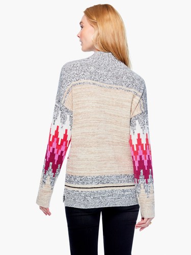NIC + ZOE Neutral Multi Aztec Tribal Southwestern Pullover Sweater Plus 2X $168 - Picture 2 of 9