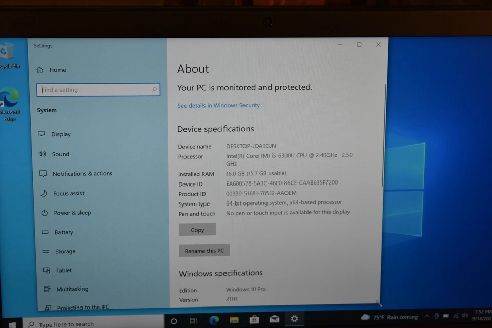 Lenovo ThinkPad T470 Intel Core i5-6300U 16GB RAM 256GB SSD Windows 10 Pro 1080p Foto 4 de 4