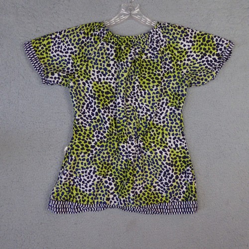Koi Scrub Top Women's Small Green Animal Print Kathy Peterson Bella Pockets Boho - Picture 7 of 9