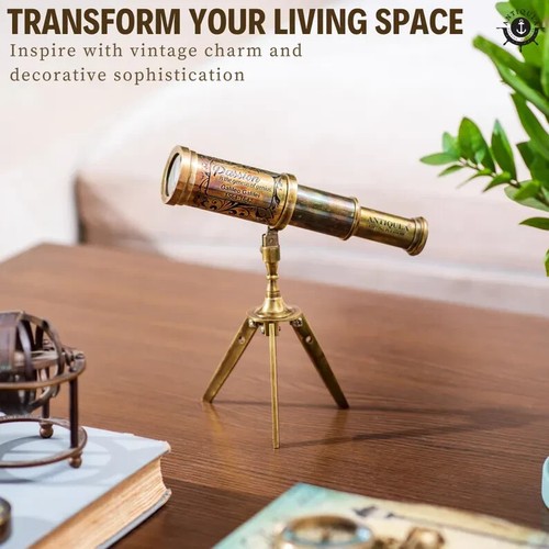 Vintage Brass Telescope with Tripod Stand Nautical Decor Functional Optics Gift - Picture 4 of 7