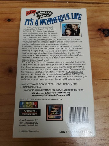 It's a Wonderful Life (VHS, 1986, Colorized Version) - Picture 2 of 3