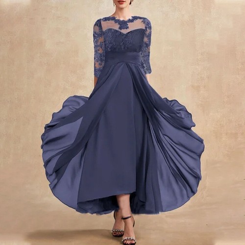 Mujer Vestido de Fiesta Nupcial Media Mangas Alto Bajo Madre de la Novia Encaje Gasa - Imagen 12 de 12