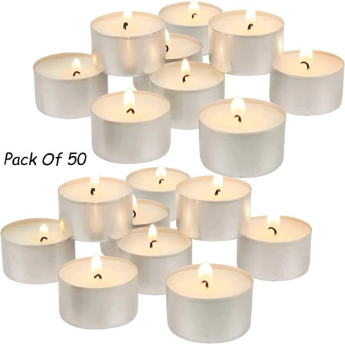 100pcs (8 HOUR LONG BURN) (50 per Pack) Tea Light Candles White Unscented - Picture 2 of 6