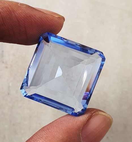 50 Ct Flawless Santa Maria Aquamarine Square Cut AAA Quality Loose Gemstone - Picture 6 of 10