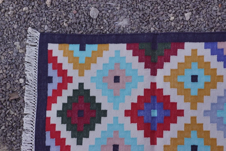 Rugmoda Vibrant Multi-Colored Patchwork Cotton Rug – 2x5 Feet - Image 3 of 4