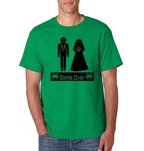 Lustiges T-Shirt Heiraten GAME OVER Junggeselle Hochzeit Geschenk auf S-6X Gildan Tee - Bild 12 von 12