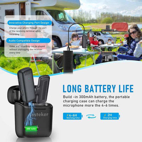Ansteker Professional Wireless Lavalier Lapel Mic for iPhone iPad RRP: £36 - Picture 5 of 8