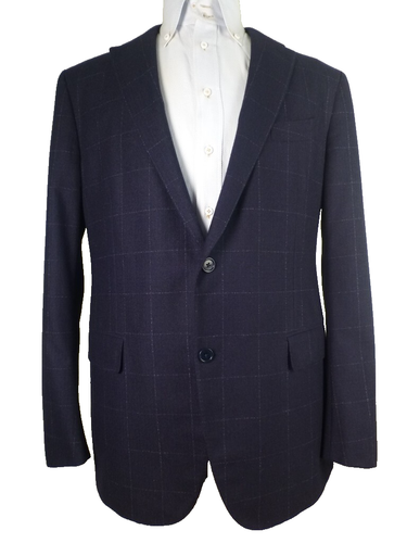 Zegna Blazer 56R/46R Blue Plaid Excellent Condition Jacket Navy Sport Coat - Picture 2 of 6