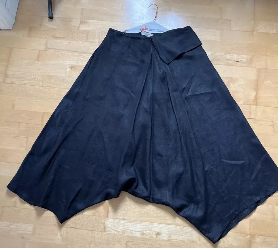 IVAN GRUNDAHL Black Linen Wide Leg Pant Skirt - Mid-Calf - 36 Lagenlook EUC