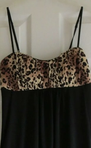 Ruby Rox Medium M black Cheetah dress adustable straps stretch pockets EUC - Picture 2 of 2