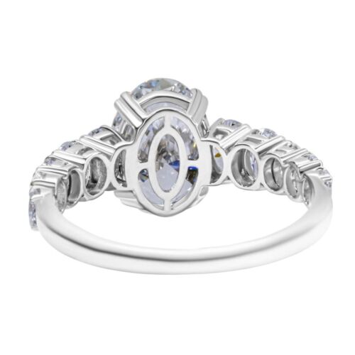 Bague ovale 3,08 TCW IGI (2,01) CT taille brillante diamant cultivé en laboratoire or blanc 14 carats - Photo 15 sur 18