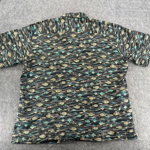 Camicia uomo Tori Richard stampa pesci tropicali bottoni 100% cotone AOP - Foto 8 di 10