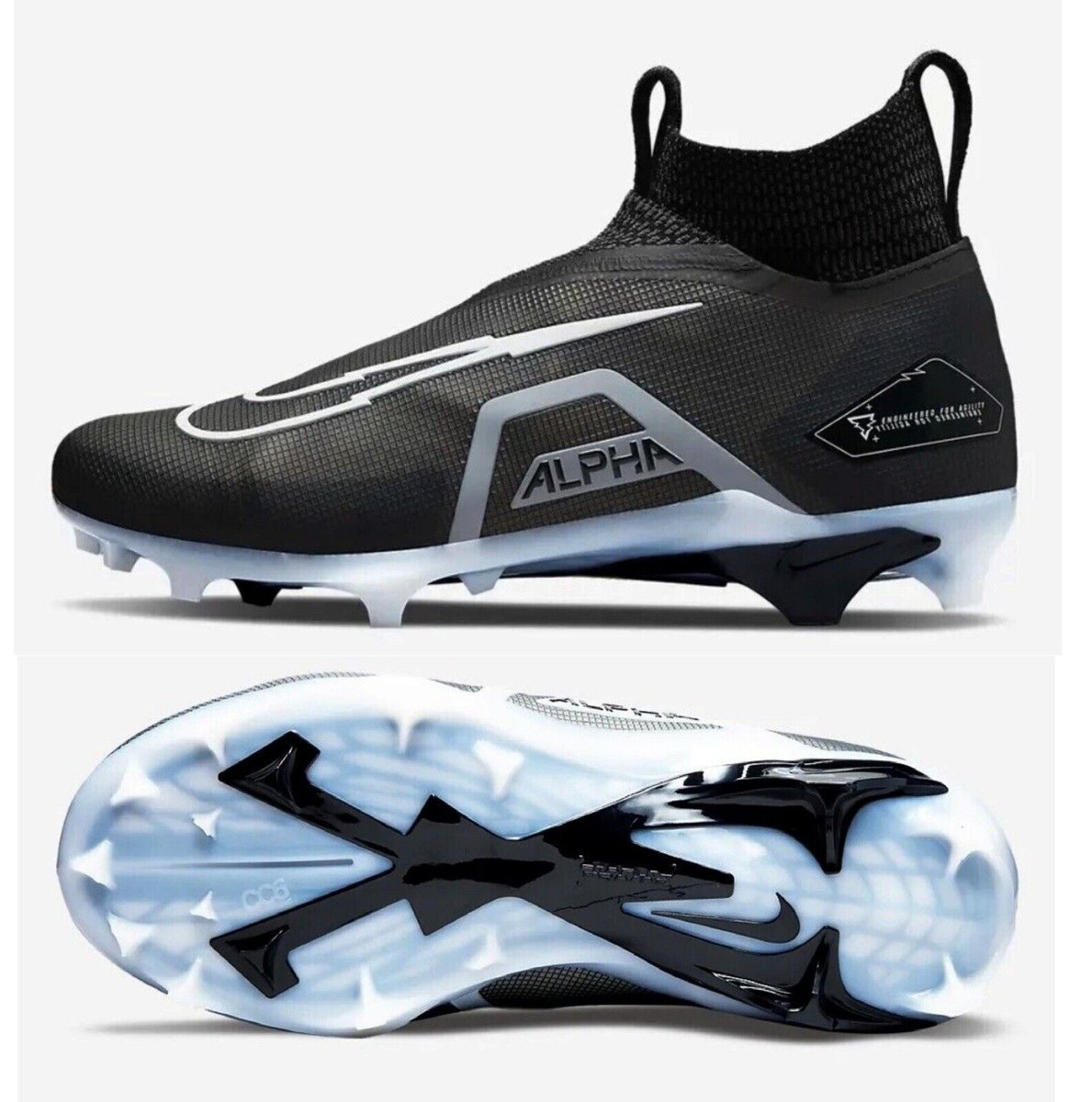 New Nike Alpha Menace Elite 3 Football Cleats Sz 12 Black 