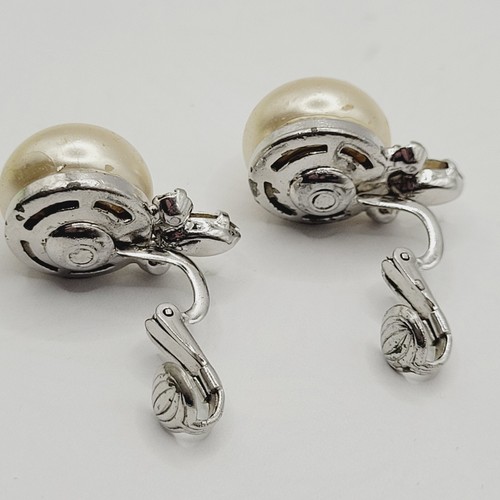 Art Deco Stil Kunstperlen Knopf Glas Strass silberfarben Clip On Ohrringe - Bild 10 von 18