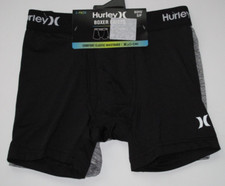 Hurley Big Boy's S 8/10 Boxer Briefs Shorts Underwear 2 Pack Black Gray H20 Dri