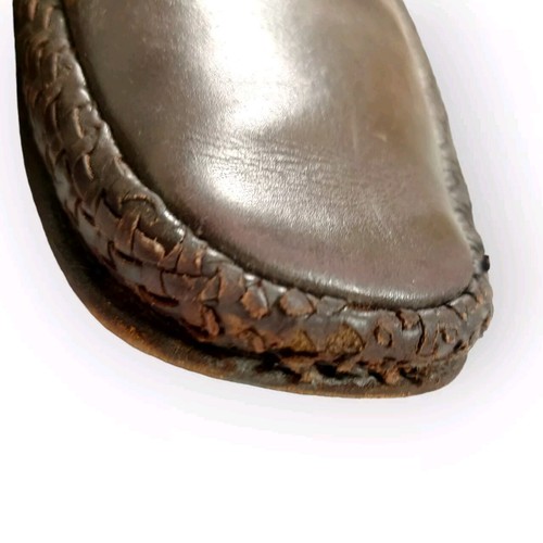 BALLY Habana Mocasines Para Hombre 9.5 Tejido Marrón Cuero Sin Cordones Informales Zapatos para Fumar - Imagen 3 de 17