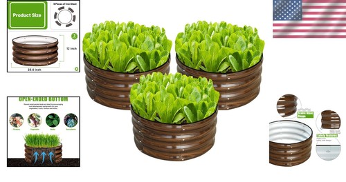 Modern 3-Piece Galvanized Raised Planter - Easy Assembly Outdoor Garden Box - Picture 2 of 8
