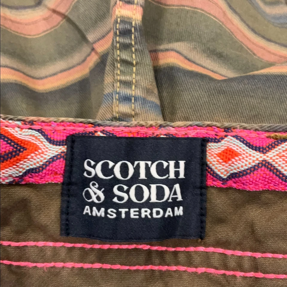 Pantalones Cortos Carga Scotch & Soda Para Hombre Talla 31 Marrón Rayas Bolsillo Calce Relajado Elastizados Foto 4 de 4