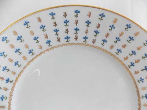 JUEGO DE CINCO PLATOS LIMOGES FRANCE RAYNAUD CERALENE "NYON" ORO AZUL - Imagen 2 de 7