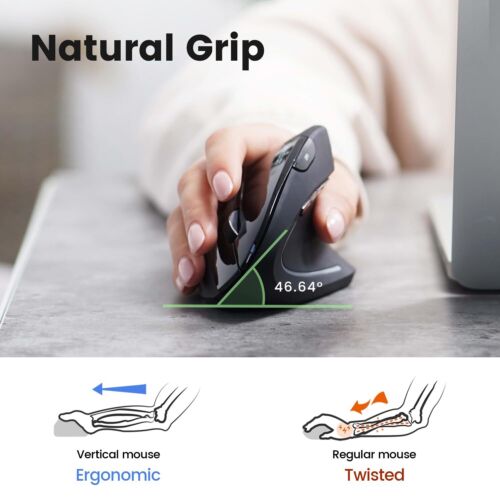 PERIMICE-813B Bluetooth Vertical Mouse - Wireless 3-in-1 Multi-Device Technol... - Picture 3 of 8