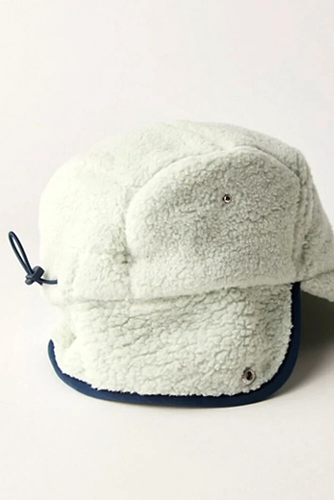 Free People Windchill Trapper Cap Faux Fur Cold Weather Hat White Navy One Size - Picture 3 of 7