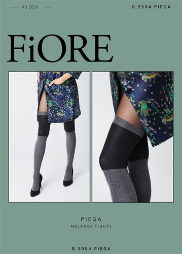 Fiore Tights Piega Patterned Tights Melange / Black 40 Denier New - Picture 3 of 4