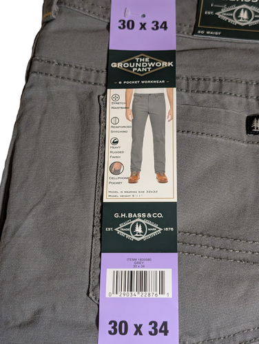 G.H. Bass & Co. Men's Gray 30x34 Groundwork Pant 6 Pockets Workwear Khakis New - Picture 7 of 20