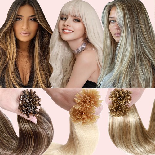 Fusion Pre Bonded Keratin Nail U-Tips Real Remy Human Hair Extensions U Tip Glue - Picture 3 of 29