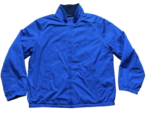 Nautica Jacket Mens Windbreaker Fleece Reversible Full Zip Coat Size XXL Blue - Picture 1 of 8