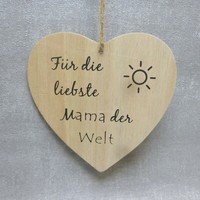 "HäNger Holz Herz \"FüR Die Liebste Mama Der Welt\" Spruch Muttertag"