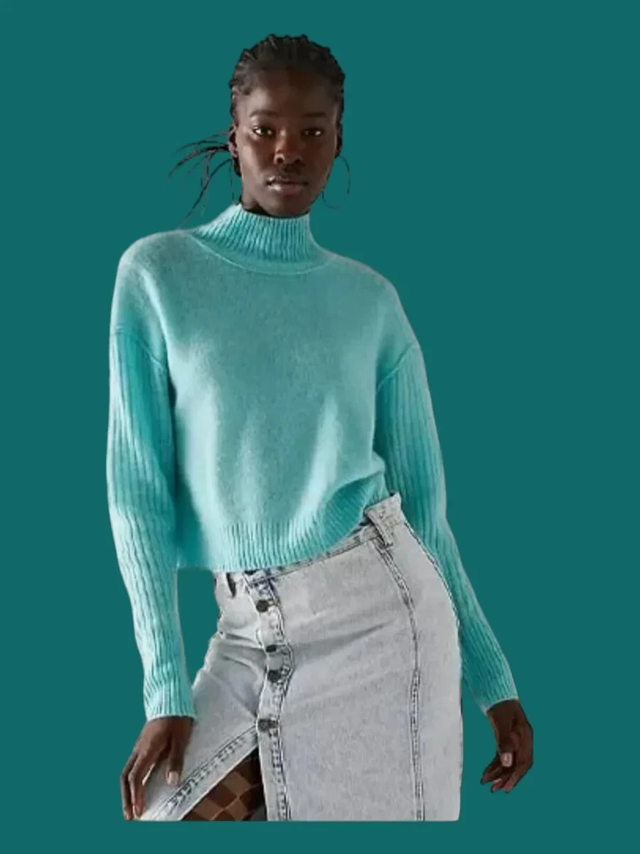 Free People 100 Cashmere Mint Turtleneck Jumper Size S rrp 148