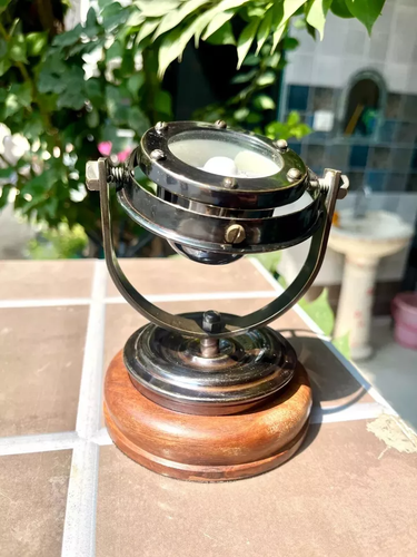 Antique Style Brass Nautical Gimbal Compass 5x4x4 Inch Reproduction Decor - Picture 4 of 7