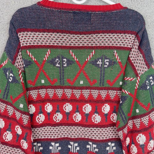 VTG Jack Nicklaus Sweater Mens Sz Large Red Golf All Over Print Christmas USA - Picture 9 of 14