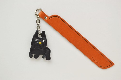 Marcador Dije Bulldog Francés Cuero Negro Perro *VANCA* Hecho en Japón #61729 - Imagen 2 de 10