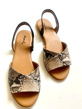 NEW FLAT SANDALS SNAKE PRINT WOMEN SLIP ON FAUX LEATHER
