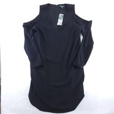 Ralph Lauren Womens Black Cold Shoulder Long Sleeve Dress Size 16 