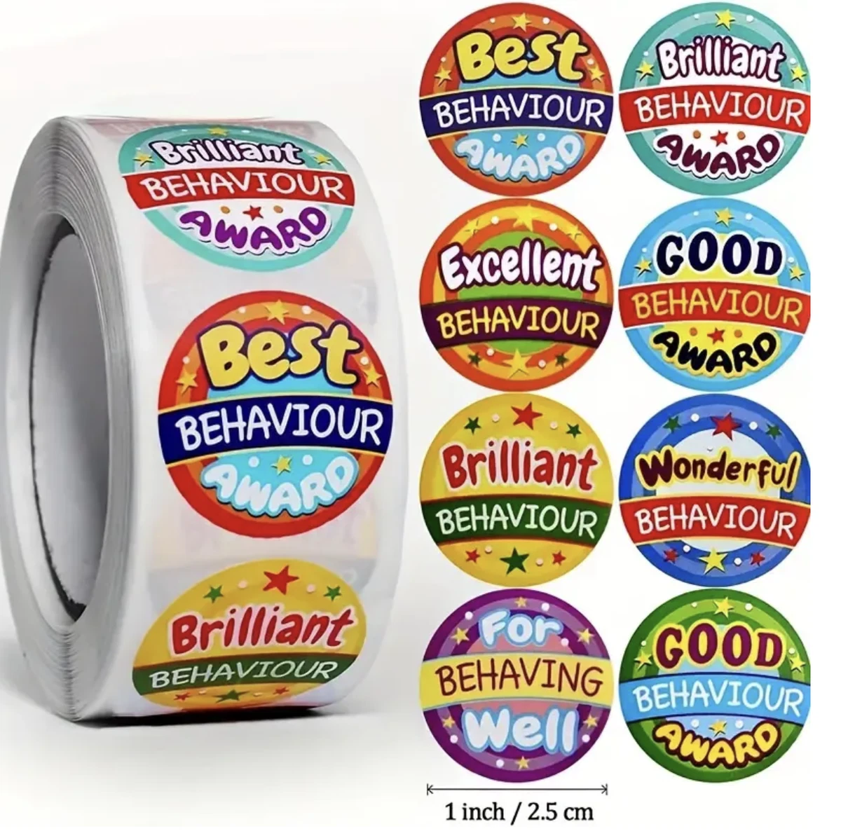 Positive Behaviour Reward Stickers 2.5cm 50/100pc Teacher Classroom Merit Award