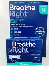 Breathe Right Extra Strength Clear Nasal Strips-72ct SensitiveSkin NEW PACKAGING