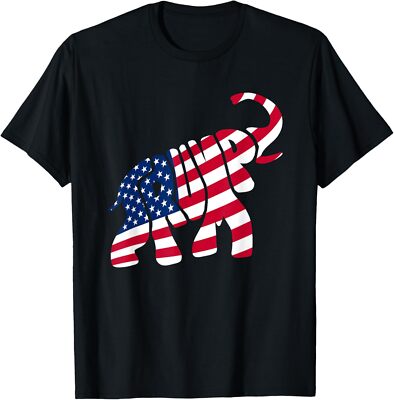 Cute Trump Gift | Proud American Flag Elephant For Men Women Small, Black 