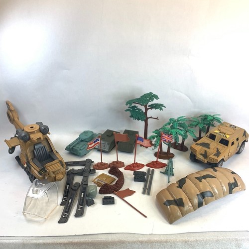 Lot Of Mixed Army Vehicles And Accessories Tanks Helicopter Battle Scene - Picture 1 of 18