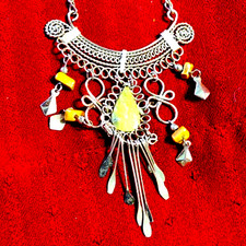 Exquisite Egyptian revival silver chain necklace detailed with decorations!
