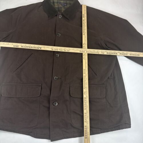Lands End Canvas Chore Coat Mens Sz XXLT Brown Barn Jacket Corduroy Collar Plaid - Picture 4 of 7