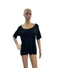 H&M Basic Women’s Size XXL Short Sleeve Round Neck Solid Black Ribbed Tee