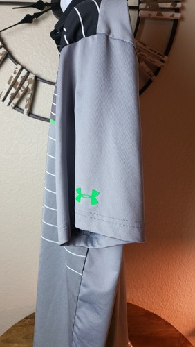 Under Armour Polo Shirt Mens XL Stripe Performance Loose Fit Heatgear Golf - Picture 2 of 5