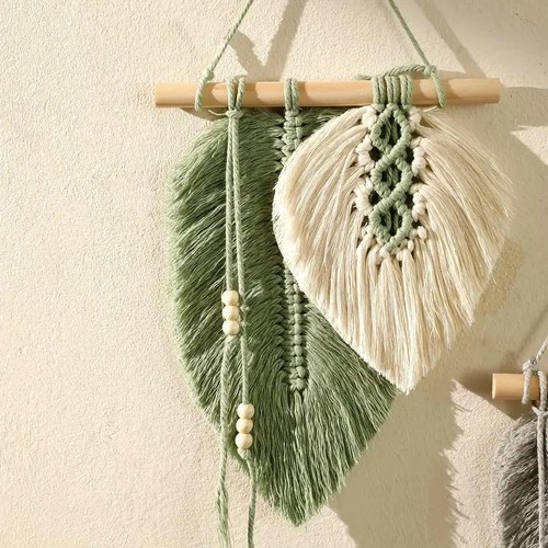 Boho Woven Leaf Macrame Wall Hanging – Stylish Tapestry Art for Bedroom Decor - Picture 22 of 30