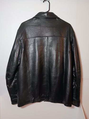 Kenneth Cole Leather Jacket Mens Sz M Black Full Zip Insulated - Picture 2 of 17
