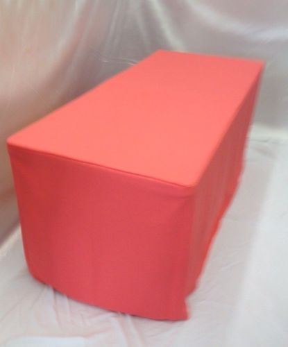 8' ft. Fitted Polyester Tablecloth Wedding Event Table Cover Coral Pink / Orange - Bild 2 von 3
