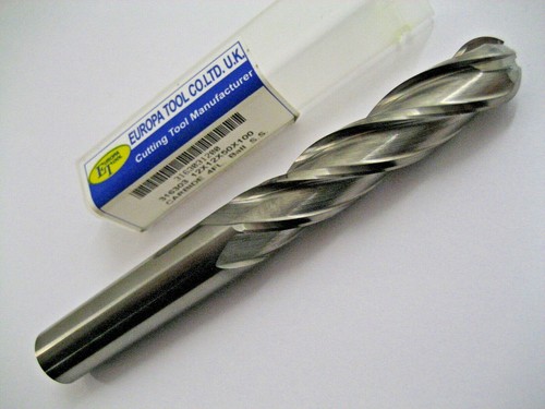12mm CARBIDE LONG SERIES BALL NOSED END MILL 4 FLUTED EUROPA TOOL 3163031200 18 - Picture 2 of 8